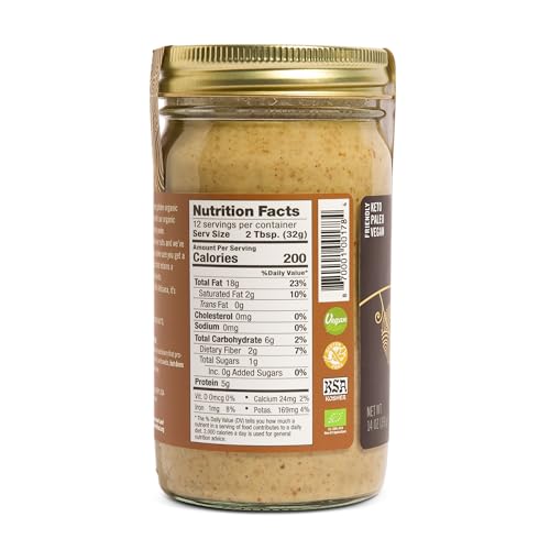 Artisana Organics Raw Tahini Sesame Seed Butter - Just One Ingredient, Unroasted, Vegan, Paleo and Keto Friendly, Non-GMO, 14oz Jar