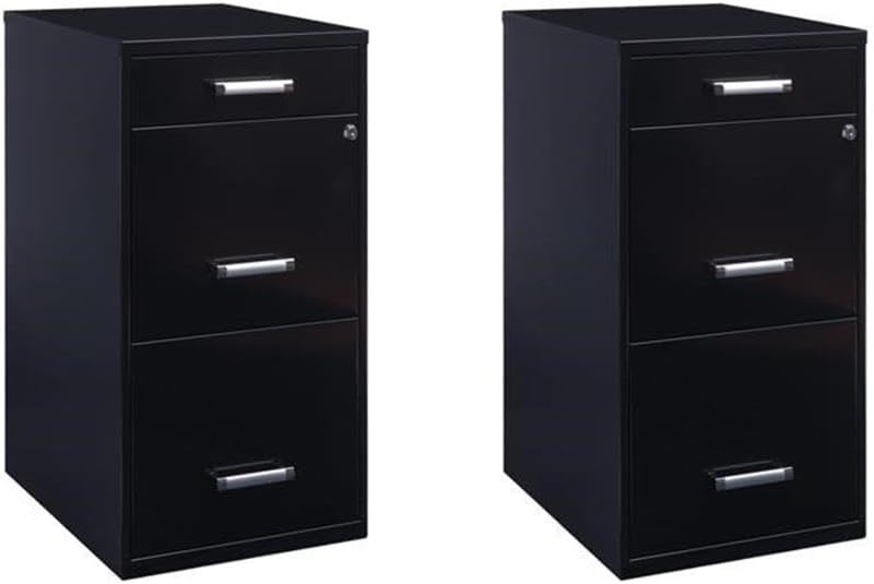 Scranton & Co 3-Drawer Metal Filing Cabinet, 27.32" H x 14.25" W x 18.00" D, Pearl White Finish, Locking Storage with Letter-Size File Drawers, Non-Porous Painted Steel for Home or Office
