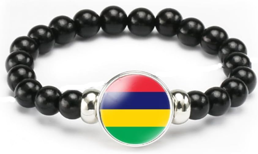 vmcoatdu National Flag Bracelet Elastic Rope Beaded Bracelet Support Your Country Travel Souvenir Gifts for Men Women