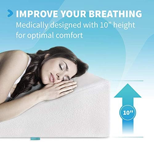 Bed Wedge Pillow Gel Memory Foam Top - Cooling Elevated Support Cushion for Lower Back Pain, Acid Reflux, Heartburn, Allergies