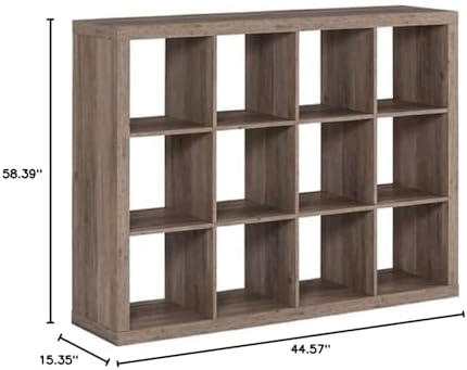 Better Homes and Gardens.. Bookshelf Square Storage Cabinet 4-Cube Organizer (Weathered) (White, 4-Cube) (Rustic Gray, 12-Cube)