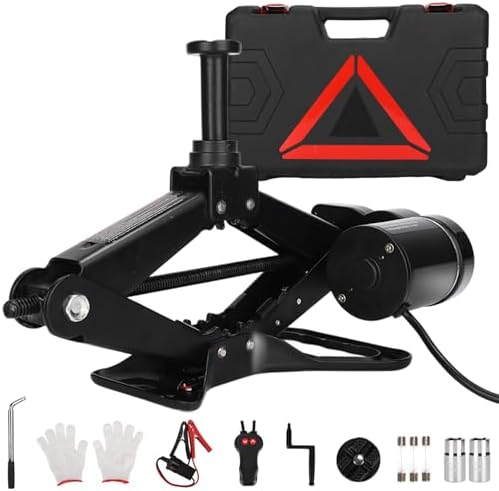 Electric Scissor Car Jack Kit 2 Ton Portable Auto Car Lift Floor Jack | 12V Scissor Jack for Sutire Repair 14.6 Inch Range for SUV Sedan Floor Jack for Tire Change Roadside Emergency