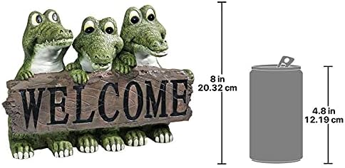 Design Toscano EU10544 Ragin' Cajun Crocodile Welcome Statue,Full Color 11.5"Wx7.5"Dx8"H