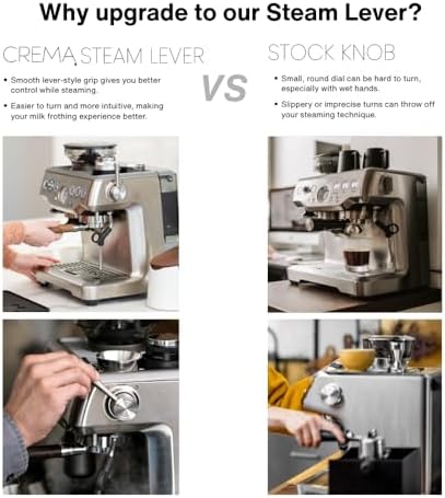 CREMA Coffee Products Replacement Steam Lever for Breville Espresso Machines | Ergonomic Stainless Steel Design | Compatible with Barista Express