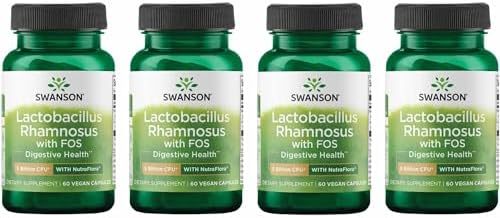 Swanson Lactobacillus Rhamnosus with FOS, 5 Billion CFU, 60 Veggie Capsules | Digestive Health Support with Fructooligosaccharides, Probiotic Support for Gastrointestinal Health, Acid-Resistant Vegan