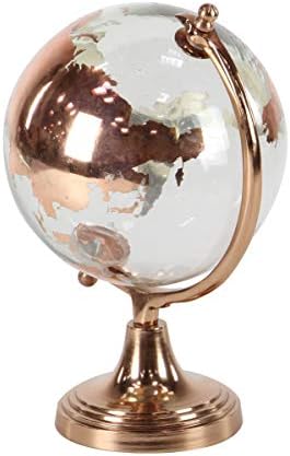 Deco 79 Aluminum Globe with Tiered Base, 9" x 8" x 13", Copper