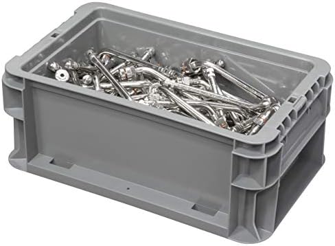 Buckhorn SW3215080201000 Plastic Straight Wall Storage Container Tote, (32-Inch x 15-Inch x 7-1/2-Inch), light grey