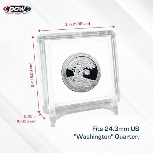 BCW 2x2 Coin Snap - 25 ct Penny Holder | Archival Safe Coin Protector | Crystal Clear Polystyrene Coin Display Case | Ideal for US Lincoln Penny | Coin Holders for Collectors