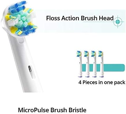 Replacement Brush Heads Compatible with Oral-B-Braun– Floss Action - Pack of 4 Generic Electric Toothbrush Replacement Heads