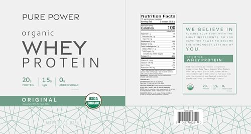 Dr. Mercola Pure Power Organic Whey Protein, 20 g, 20.60 oz (15 Servings)