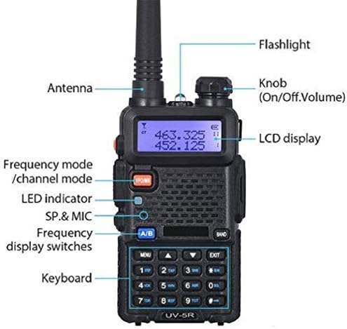 BAOFENG UV-5R Dual Band Two Way Radio (Black), 144-148MHz & 420-450MHz | Rechargeable Walkie Talkie with 1800mAh Battery, Black