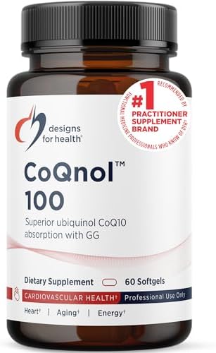 Designs for Health CoQnol 100mg - CoQ10 Ubiquinol with Superior Bioavailability + Exclusive Absorption Technology - Double CoenzymeQ10 Boost with GG