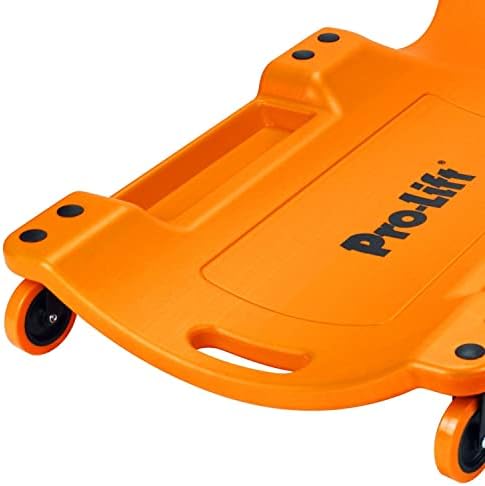 Pro Lift Mechanic Plastic Creeper 40 Inch - Blow Molded Ergonomic HDPE Body with Padded Headrest & Dual Tool Trays - 350 Lbs Capacity Red