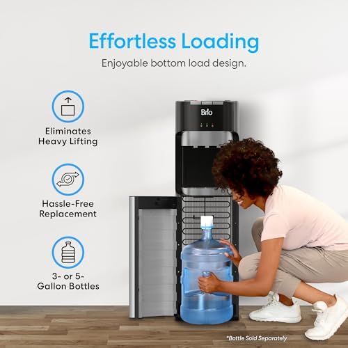 Brio Bottom Loading Water Cooler Dispenser for 5 Gallon Bottles - 3 Temperatures with Hot, Room & Cold Spouts, Child Safety Lock