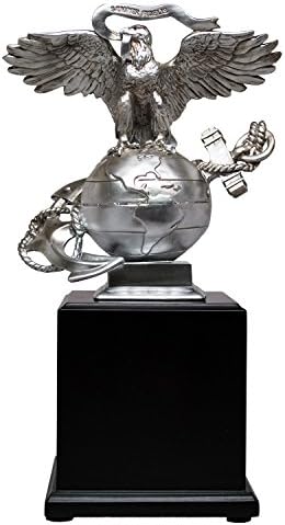 Military Gift Shop USMC 3D Eagle Globe & Anchor Statue with Wooden Base - Showcase of Marine Corps Pride - Marine Corps Gifts | USMC EGA Statue