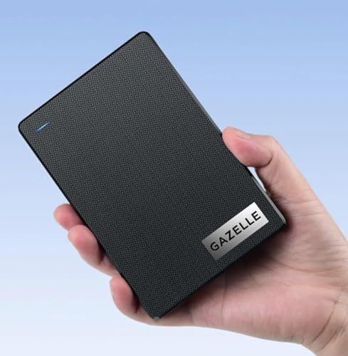 GAZELLE High-Speed 1TB Ultra Slim Portable External Hard Drive - 2-in-1 Type C & USB 3.0, Compatible with PC, Mac, Laptop, PS4, Xbox, iPad, Tablet