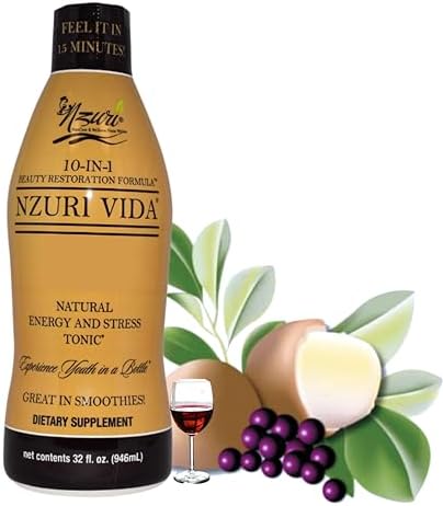 Nzuri Vida All-Natural Energy & Stress Support Tonic – 10-in-1 Total Body Restoration Drink with Acai Berry, Cupuacu & Yerba Mate – Smooth Energy