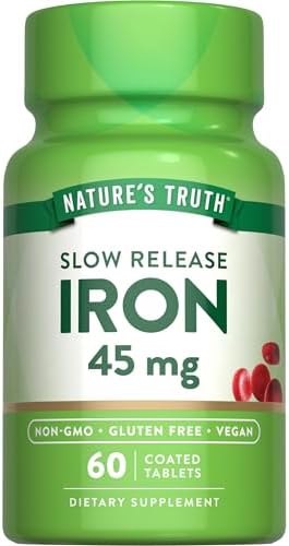 Nature's Truth Iron Supplement | 45 mg | 60 Pills | Ferrous Sulfate | Non-GMO & Gluten Free Vitamin for Men and Women