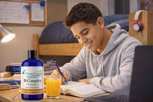 Liquid Vitamin B Complex Drops with B12 B6 B1 B2 B3 B5 B7 B9 + Vitamin C | Liquid B-Complex with Vitamin C supports daily energy metabolism and