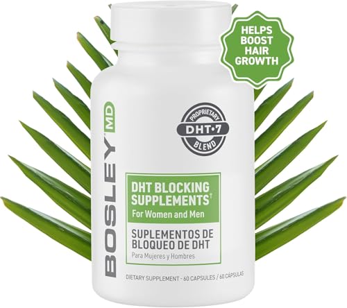 BosleyMD Women’s Healthy Hair Growth Supplements for Thicker, Fuller Hair– DHT-Blocking Botanicals with Biotin, Niacin, Zinc & L-Lysine – Rich in Vitamins & Minerals – 60 Capsules (2-Month Supply)