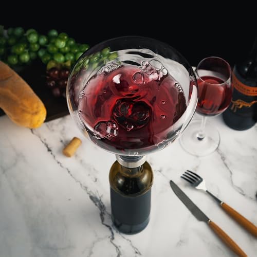 YouYah Wine Decanter Set, Red Wine Carafe with Drying Stand, Cleaning Beads and Aerator Lid, Crystal Glass, Wine Aerator, 100% Hand-blown