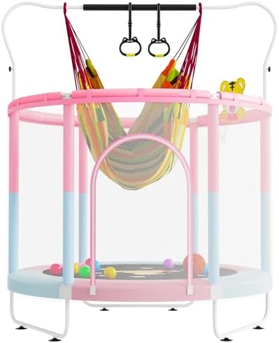 VGMiu 60" Trampoline for Kids, Toddler Trampoline Indoor with Net, Age 3-8
