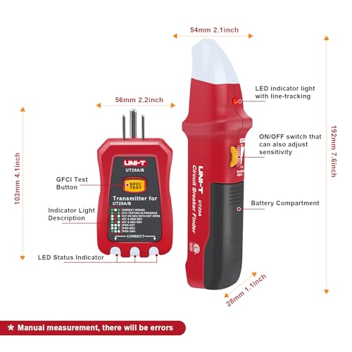UNI-T AC Circuit Breaker Finder and Tracer Tool Kit with Electrical Integrated GFCI Outlet Tester