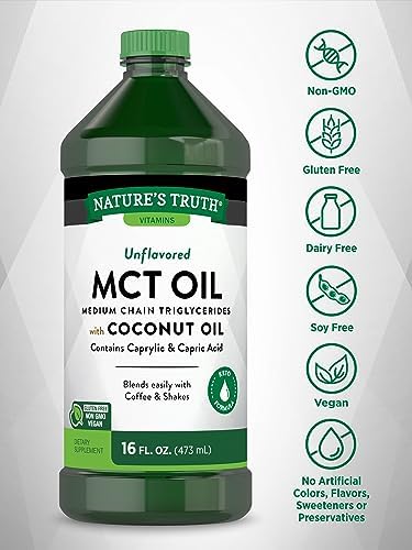 Nature's Truth MCT Oil | 16 fl. oz | Keto, Unflavored Formula | with Coconut Oil | Vegan, Non-GMO