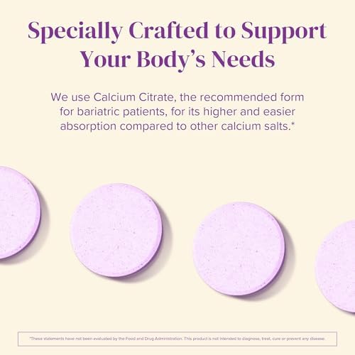 BariMelts Calcium Citrate with Vitamin D3 & Magnesium, 120 Smooth-Dissolving Tablets (1-Month Supply), Bariatric Calcium Supplements for Women, Natural Berry Flavor​