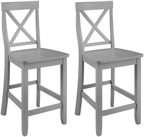 Crosley Furniture X-Back Wood Bar Stools Set of 2, Black, 30-inch