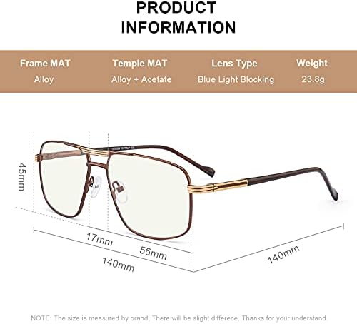 Reading Glasses for Men Square Double Bridge Blue Light Blocking Computer Readers