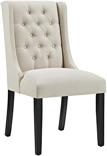 Modway Baronet Modern Tufted Upholstered Fabric Parsons Kitchen and Dining Room Chair in Beige