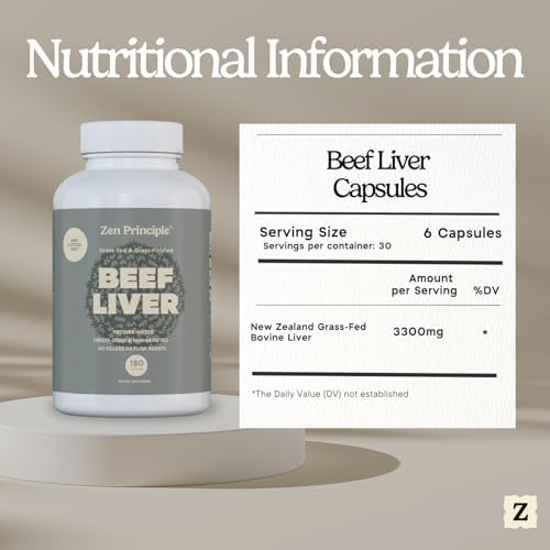 Zen Principle Ultra-Pure Desiccated Beef Liver, Grass-Fed & Finished New Zealand, No Hormones or GMOs, Natural Energy & Workout Support with Iron