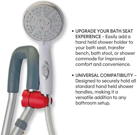 NOVA Handheld Shower Holder Attachment for Bath Seats & Transfer Benches – Universal Mount for Bath Stool, Shower Commode & Chairs, Adjustable