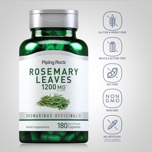 Piping Rock Rosemary Leaves | 180 Capsules | Herbal Leaf Extract Supplement | Non-GMO, Gluten Free