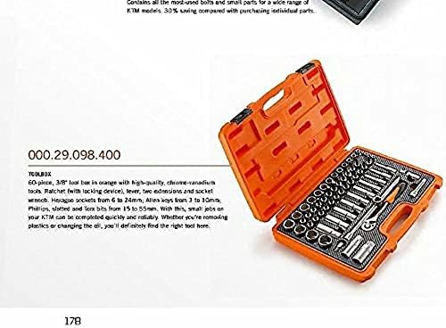 NEW KTM 60 PIECE 3/8" TOOL BOX SET KIT SX EXC XC SXF SR JR 00029098100