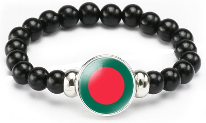 vmcoatdu National Flag Bracelet Elastic Rope Beaded Bracelet Support Your Country Travel Souvenir Gifts for Men Women