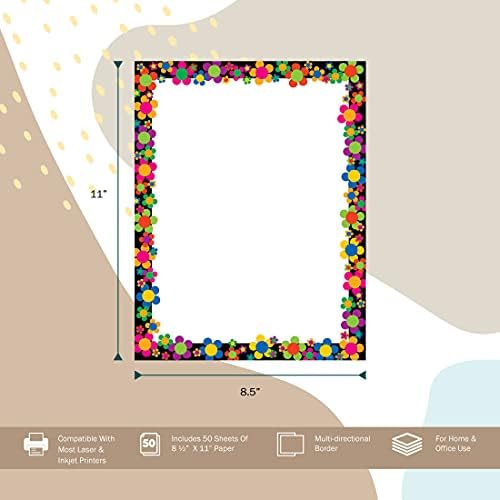 BARKER CREEK Designer Computer Paper, Neon Flower Power, 8.5” x 11”, Decorative Printer Paper, Stationery, 50 Sheets per Pkg, Home