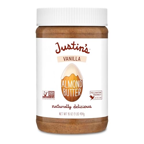 Justin's Vanilla Almond Butter, Gluten-free, Non-GMO, Vegan, Sustainably Sourced, 16 Ounce Jar