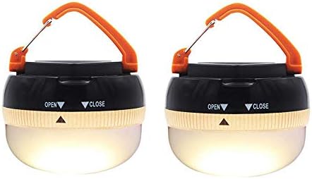 2 Pack LED Lantern Portable Camping Lights Outdoor Tent Light Hanging Camping Lamp with 5 Modes, Restractable Hook for Adults and Kids