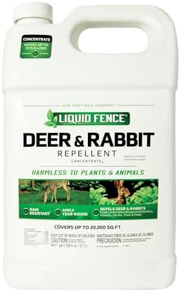 Liquid Fence Deer And Rabbit Repellent Concentrate 32 Ounces, Apply Year-Round | Use to Treat on Gardens, Flowers, Shrubs, Trees & Vines, Covers up to 5,000 Sq. Ft., Harmless to Plants & Animals