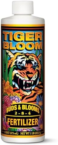 FoxFarm Tiger Bloom Liquid Plant Food - Phosphorus Fertilizer for Buds, Blooms & Flowering - Supports Soil & Hydroponic Systems - High Micronutrient Formula with 2-8-4 Nutrient Ratio - 1 Quart