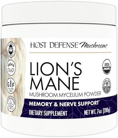 Host Defense Lion's Mane Powder - Brain Health Support Supplement - Mushroom Supplement to Support Focus & Memory Function - Immune & Nervous System Support Supplement - 3.5 oz (66 Servings)*
