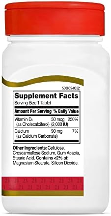 21st Century Vitamin D3 2000 IU Tablets, Bone & Immune, 110 Count | Vitamin D3 2000 IU Tablets, Bone Health & Immune System Support & Calcium Absorption, No Artificial Colors or Preservatives