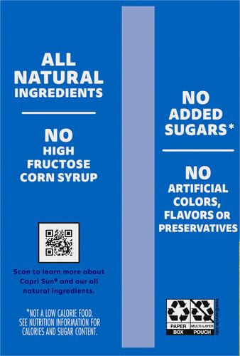 Capri Sun 100% Juice from Concentrate, 10 Pouches Apple Juice, 6 fl oz | for School Lunches and On-the-Go Hydration, All Natural Ingredients, No Artificial Colors, Flavors Or Preservatives