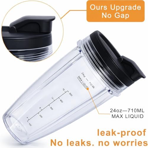 Replacement Blade Assembly Compatible with Nutri Ninja BL660 BL740 BL663 Series, 16oz Cup Only, 6-Male-Fin Base, 3.35" Bottom Diameter, Not for 7-Fin or Auto-iQ Systems