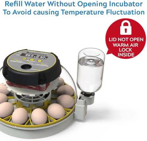 KEBONNIXS 12 Egg Incubator with Humidity Display, Egg Candler, Automatic Egg Turner, for Hatching Chickens
