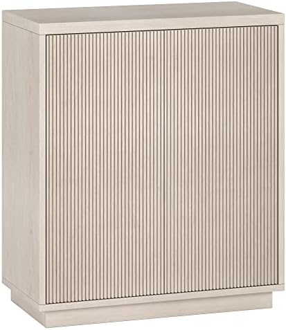 Henn&Hart 28" Fluted Accent Cabinet, Sideboard Buffet, Beech White | Ribbed doors and clean lines create modern charm, with hidden storage