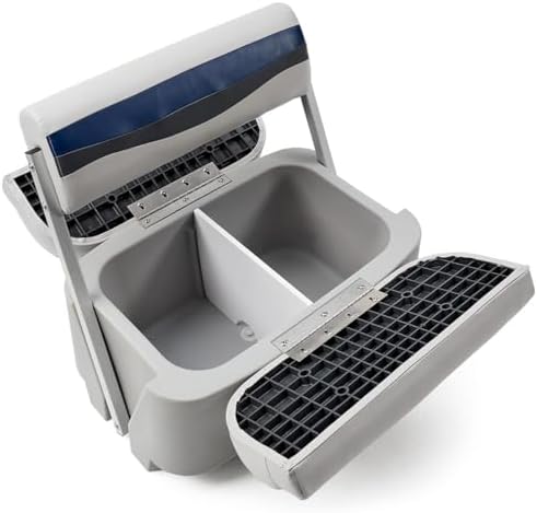 DeckMate® Complete Classic Swingback Pontoon Seat and Base (Gray/Blue/Charcoal)