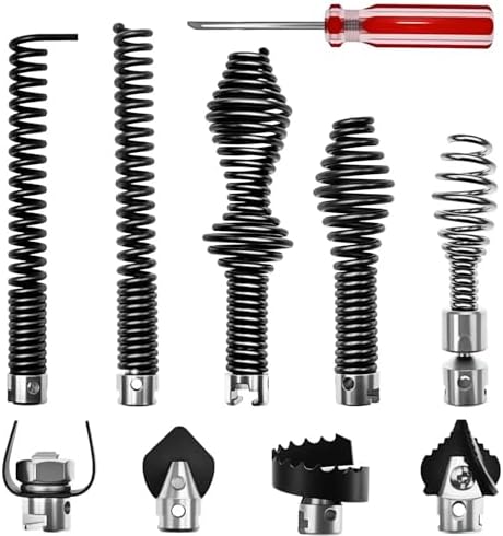Drain Snake Drill Attachment Auger Cutter Kit compatible with RIDGID K-400 C-4 C-6 C-7 C-8 C-9 Models, 10 Pieces for 5/8 Inch Drain Snake Cable